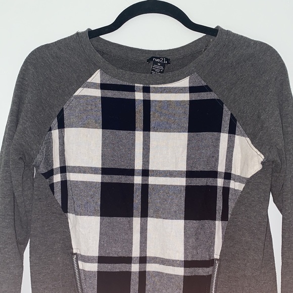 Plaid Zipper Long Sleeve Top By Rue21 Size Xsmall - Picture 4 of 13